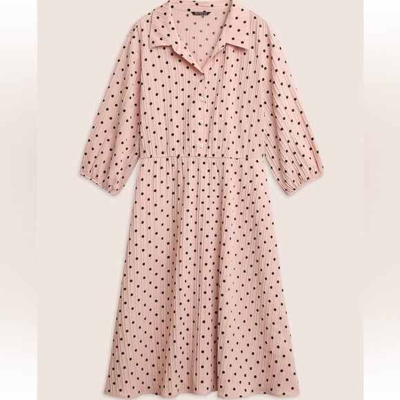 BloomChic Plus Size 4XL Polka Dot Textured Elastic Waist Button Up Dress us26 - Picture 5 of 7